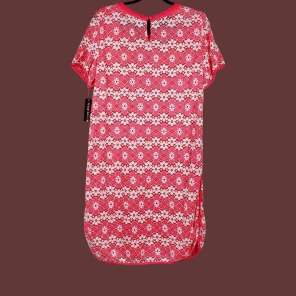 Madison Leigh Womens Short Sleeve Coral Pink White Floral Lace Dress Size 16 NWT - Picture 4 of 8